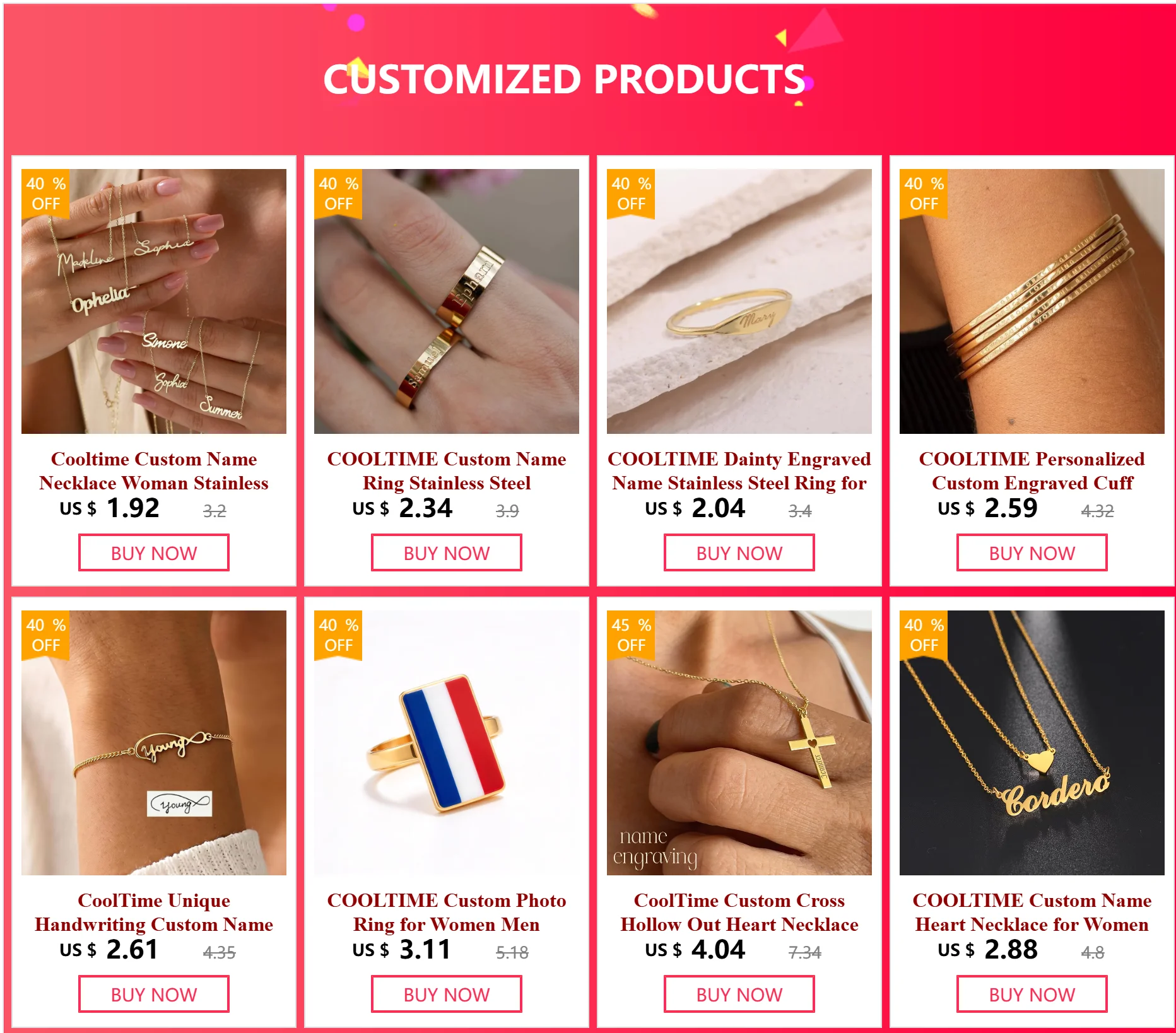 COOLTIME individuelles Namensarmband aus Edelstahl, personalisierter Name, Liebesherz-Anhänger, Armreif, Geschenk für Sie, Schmuck – Detail 1