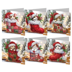 6pcs DIY Diamond Painting Card Christmas Elk Rhinestone Painting Thank You Card Diamond Drawing Handmade Cards Christmas Gifts