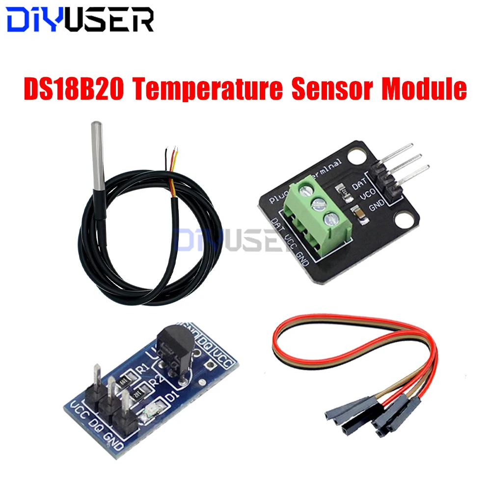 DS18B20 Temperature Sensor Waterproof Probe 100cm Cable for Arduino, -55°C to +125°C, Stainless Steel