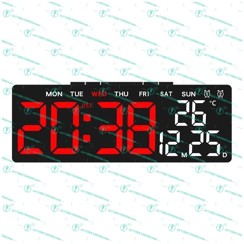 Desk Clock - USB Charging Port, Dual Display in Sleek Black Case - view 2