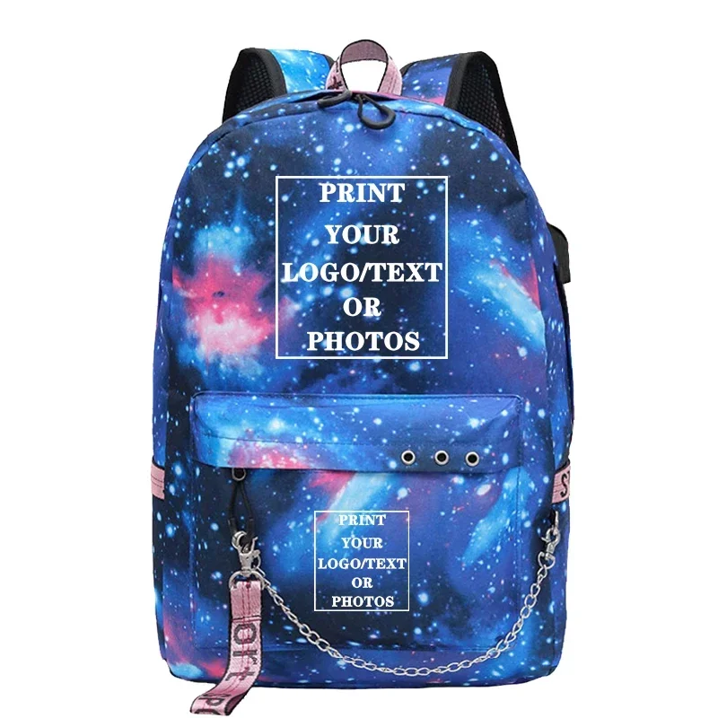 Customize Your Logo Name Image School Backpack for Teenager Girls Fashion Custom Backpacks Travel Back Pack Sac A Dos