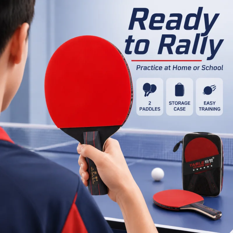 5つ星卓球ラケットセット 7層ポプラウッドブレード ダブルリ - Table Tennis Kit Bag のレビューと価格