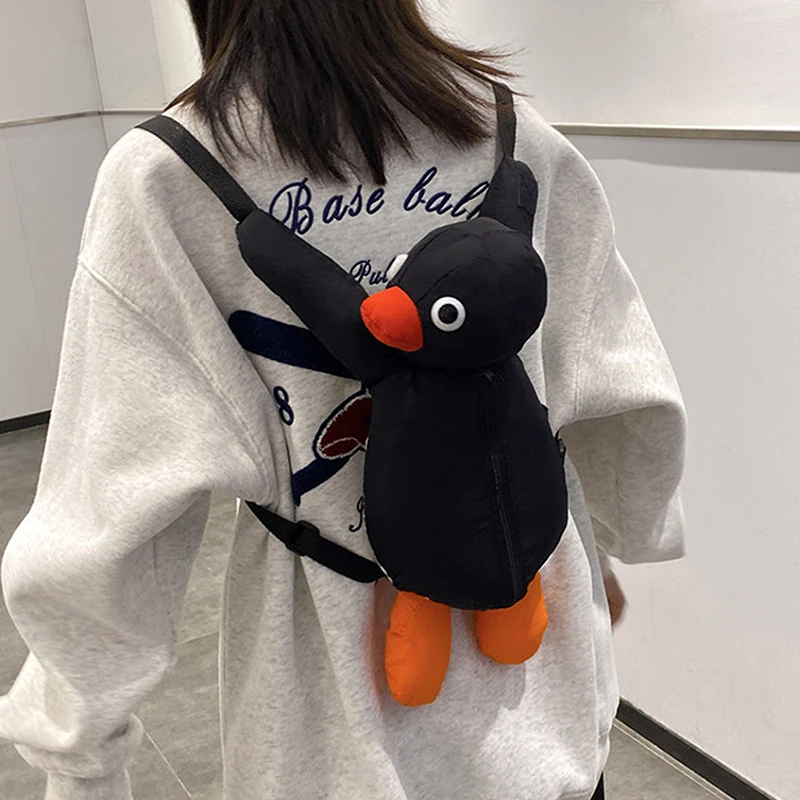 Kreslený legrační roztomilá mazlit se tučňáci batoh móda osobnost plyš panenka sáček mini pytle