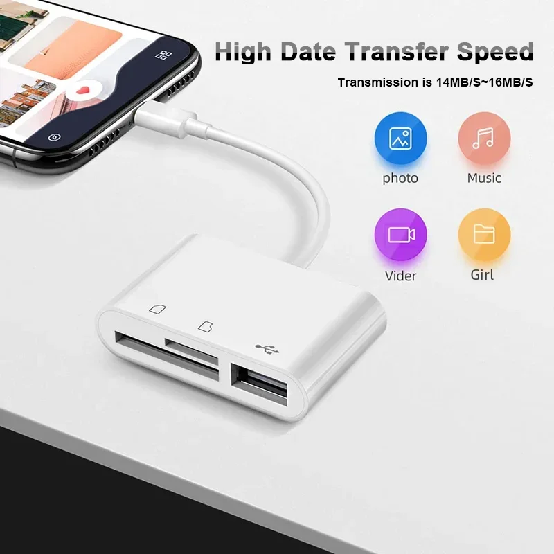 3 in 1 Multi Port Hub Converter USB Type C  Card Reader USB TF SD Micro SD OTG Adapter For iPhone 15 Laptop Huawei Samsung