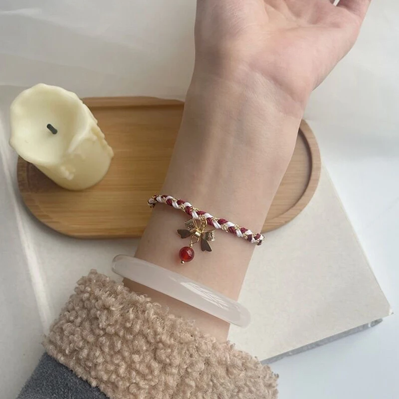 Kerst Bow Bedelarmband Verstelbare Armband Voor Vrouwen Meisje Nieuwjaar Party Sieraden Cadeau