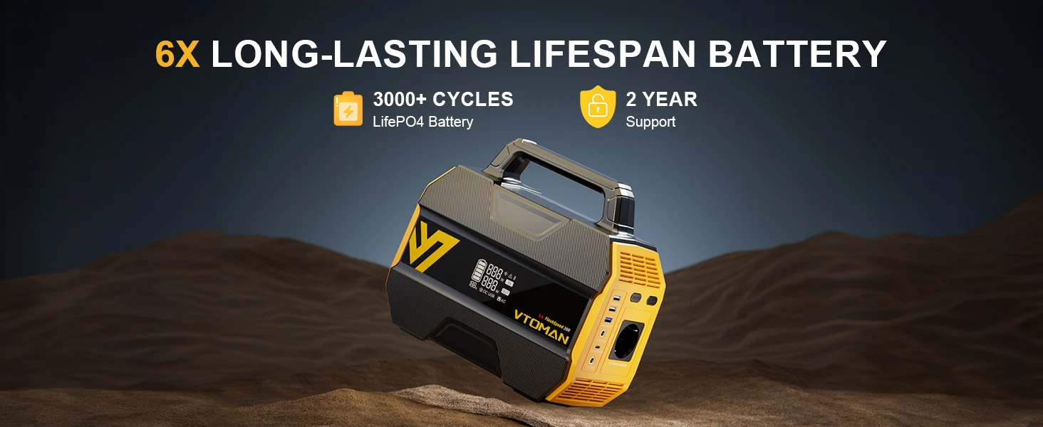 VTOMAN FlashSpeed 300 tragbares Kraftwerk 230 Wh/70000 mAh LiFeP04 Akku für Outdoor-Campingzelt, Reisen, Zuhause, Energieleistung – Detail 6