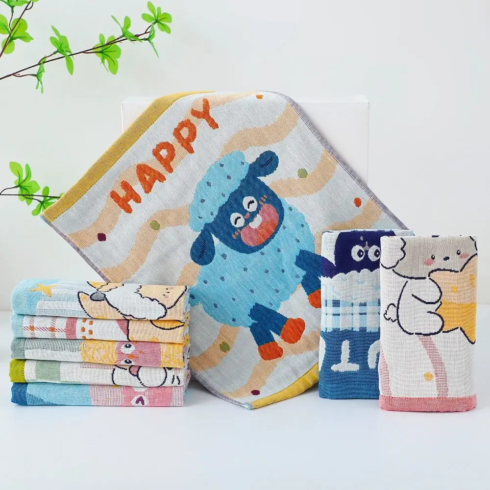 34*40cm Large Hand Towel Decorative 4 Layer Cotton Gauze Pure Cotton Dish Cloth Cartoon Quick Dry Washcloths for Home Restaurant