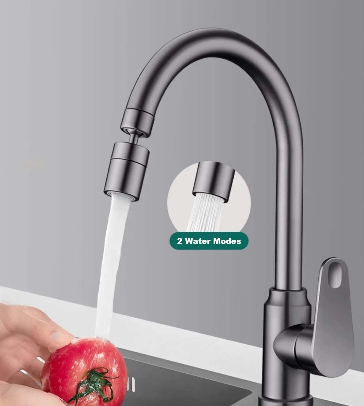 

360 ° Вращающийся удлинитель смесителя, насадка аэратора с защитой от брызг для кухни/ванной раковины, экономия воды под высоким давлением, универсальная посадка, 2 режима