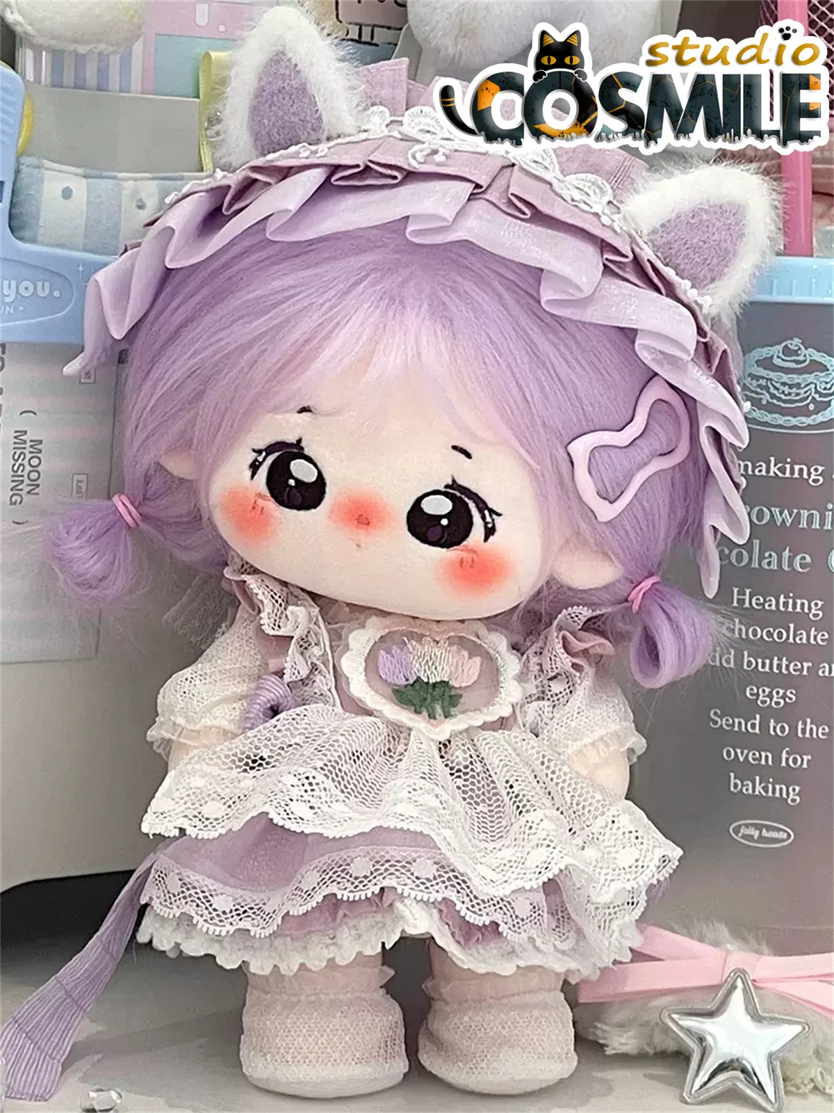 Fairy Tale Purple Neko Cat Lolita Tea Party Dress Skirt Costume Stuffed Plush 20cm Doll Accessories Doll's Clothes Xiangyu LB