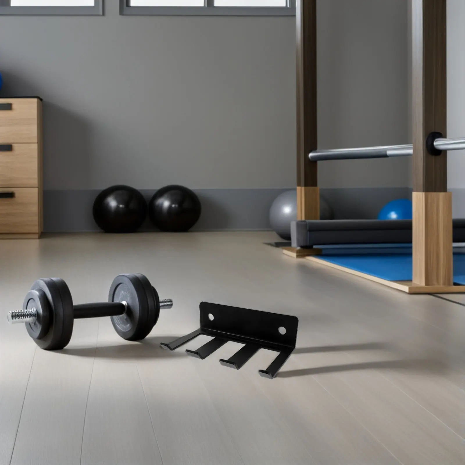 Wall Mounted Barbell Storage Rack 3 Hook Vertical Weight Bar Holder for Home Gym Belts and Jump Ropes