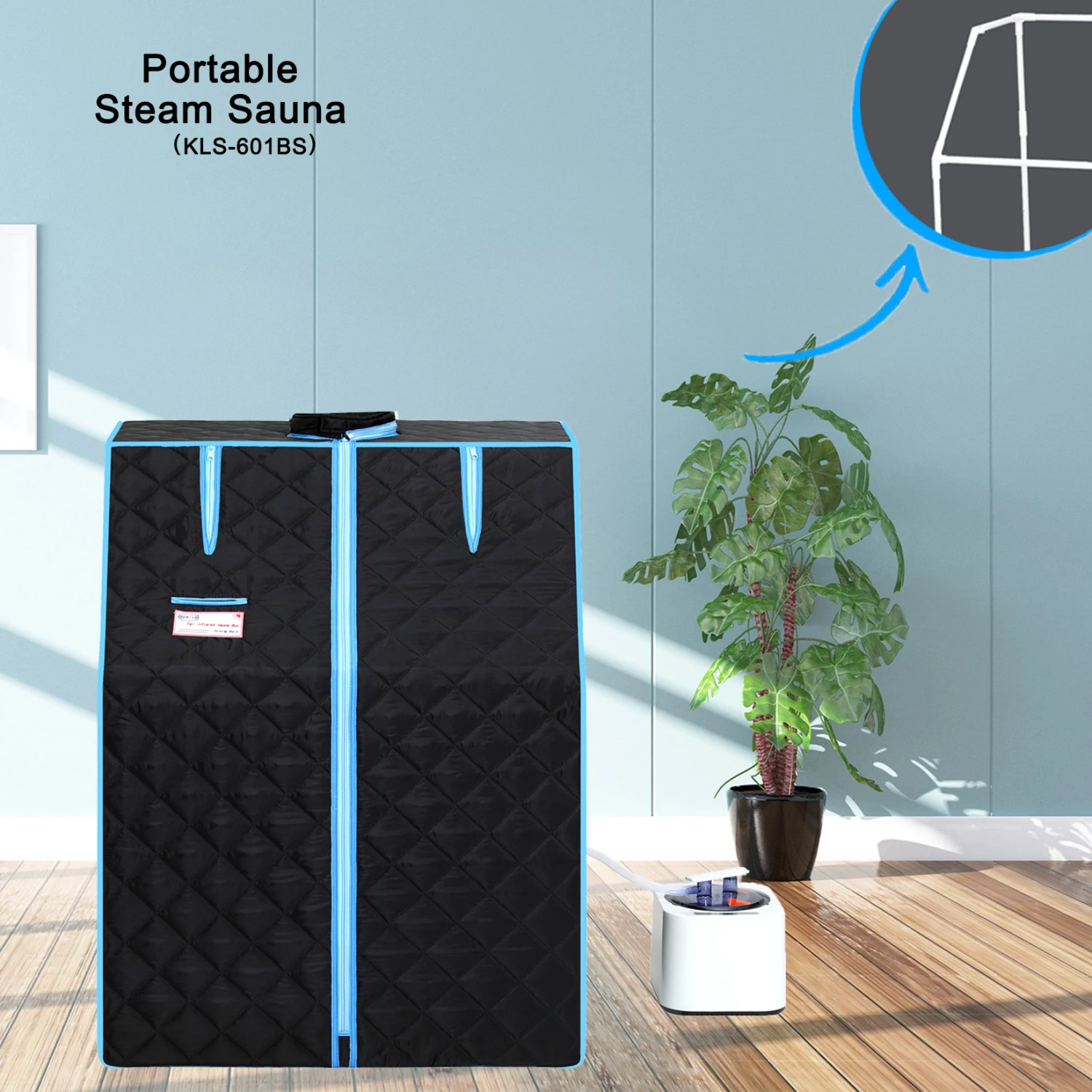 Portable Half body Black Steam Sauna Tent for Personal Relaxation, Detox and Therapy at home.PVC Pipe Connector Easy to Install.