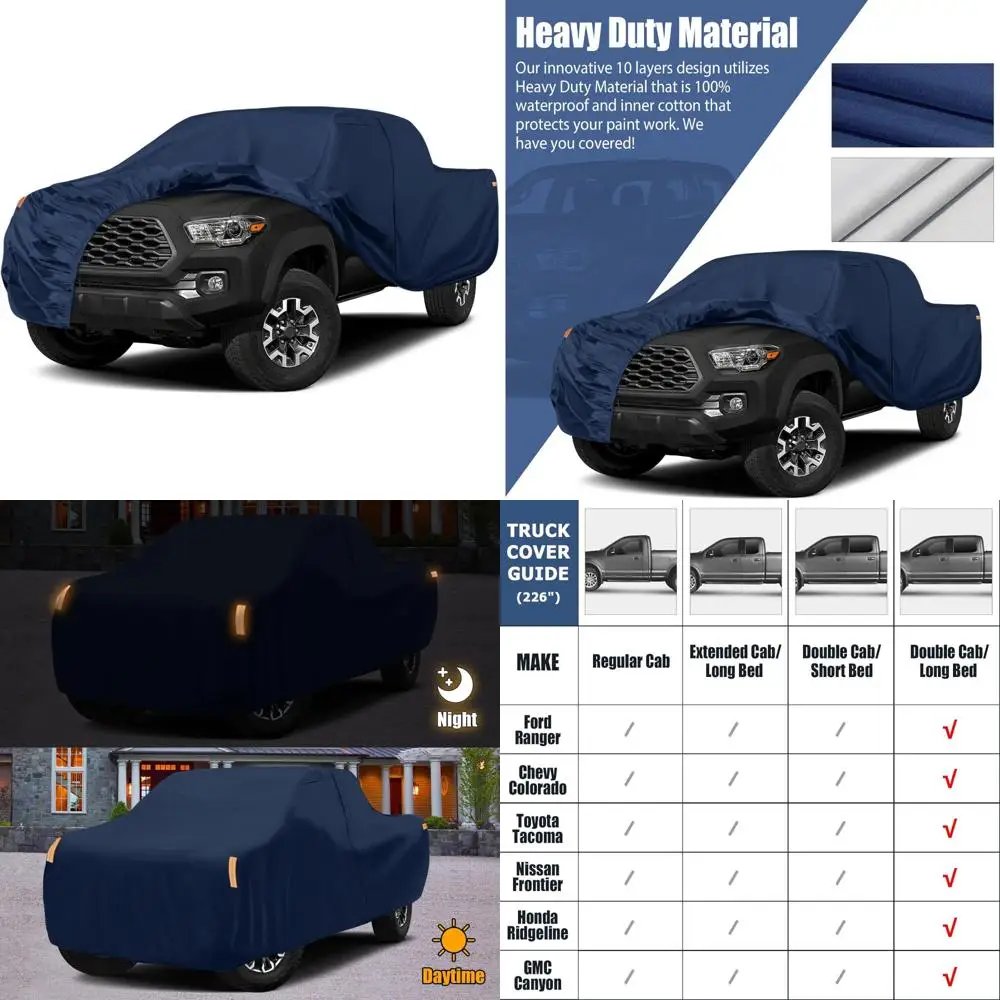 

All-Weather 10-Layer Heavy Duty Waterproof Car Cover for Crew Cab Trucks, 6ft Bed, with Zipper for 2005-2026 Models