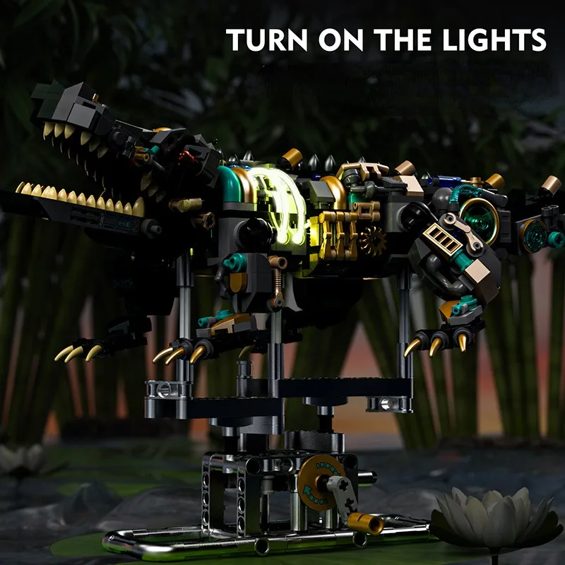 New educational building blocks model semi-mechanical crocodile, building blocks, teaching toys, birthday gifts 996 particles