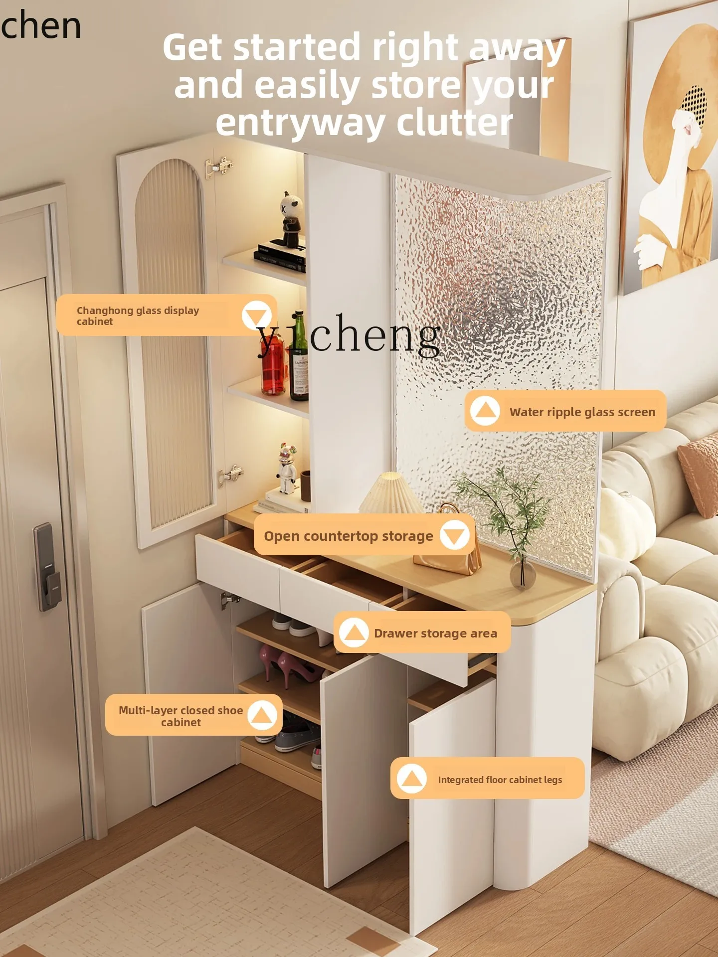 PYH Screen Partition Entrance Cabinet  Integrated Entryway Door Living Room Sofa Divider Storage Rack Wine Cabinet