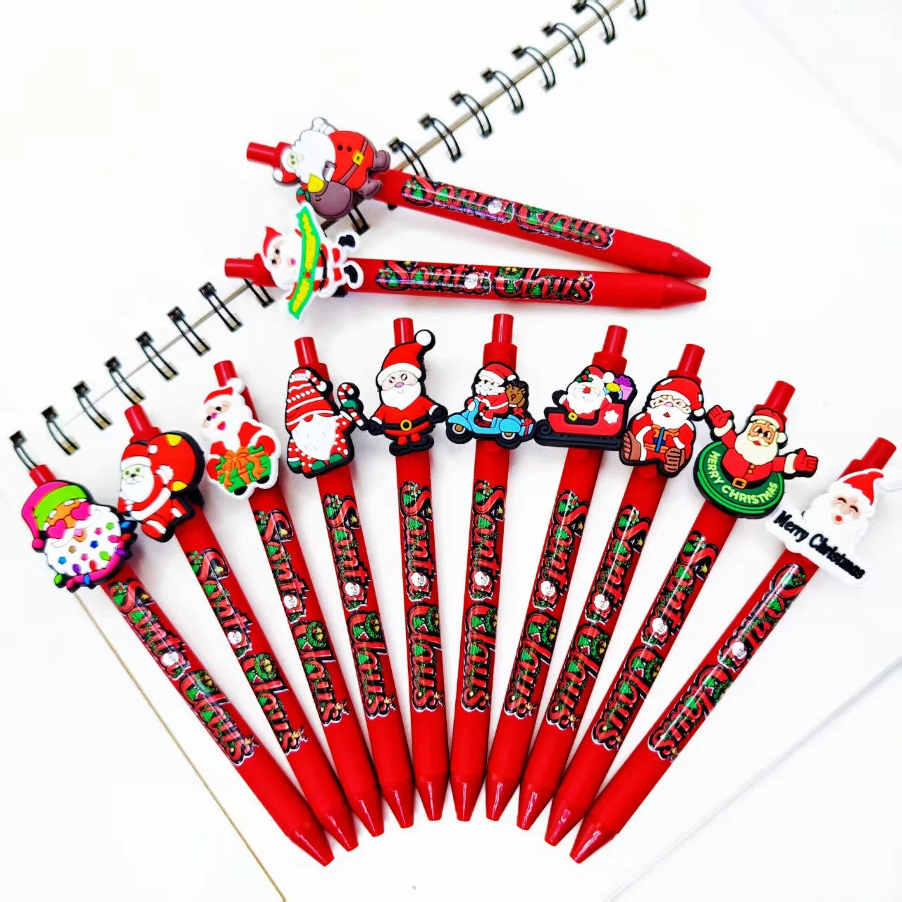 

12Pcs/24Pcs Santa Claus Themed Surface Mount Ballpoint Pens, Daily Office Use, Student Learning Stationery, Gift Pens