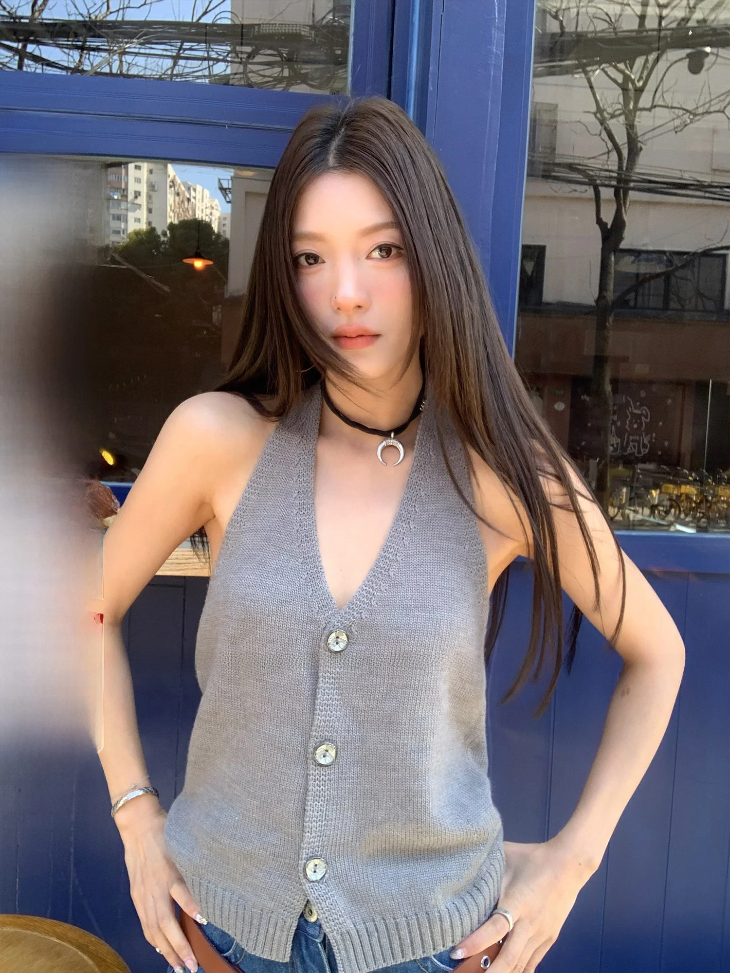 

Летний вязаный жилет-топ для женщин с коротким рукавом, на одной пуговице, с вырезом на шее, для больших собак, с защитой для зубов, в стиле верхней одежды.