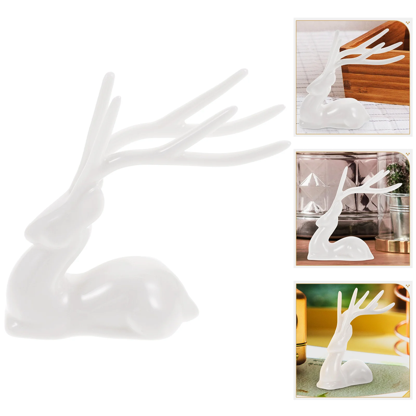 

Ceramic Elk Decor Exquisite Animal Ornament Stable Flat Bottom Design Christmas Deer Decoration for Living Room Table