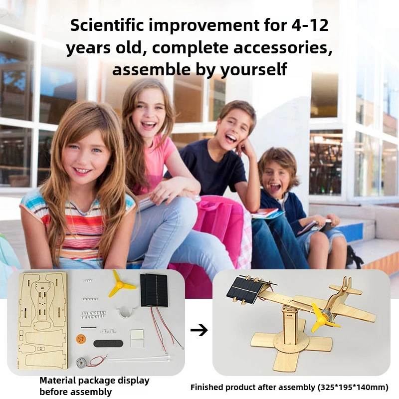 مجموعة طائرة دوارة ذاتية الصنع لعبة طائرة تعمل بالطاقة الشمسية للأطفال على تجربة علمية ومشروع STEM لتدريس الطاقة الشمسية