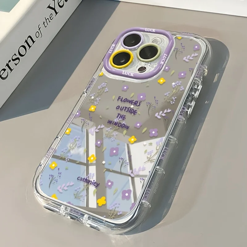 Colored Flowers Pattern Mirror Phone Case For iPhone 11 12 13 14 15 16 17 Pro Max 7 8 Plus XR X XS 16E 17E Shockproof Back Cover