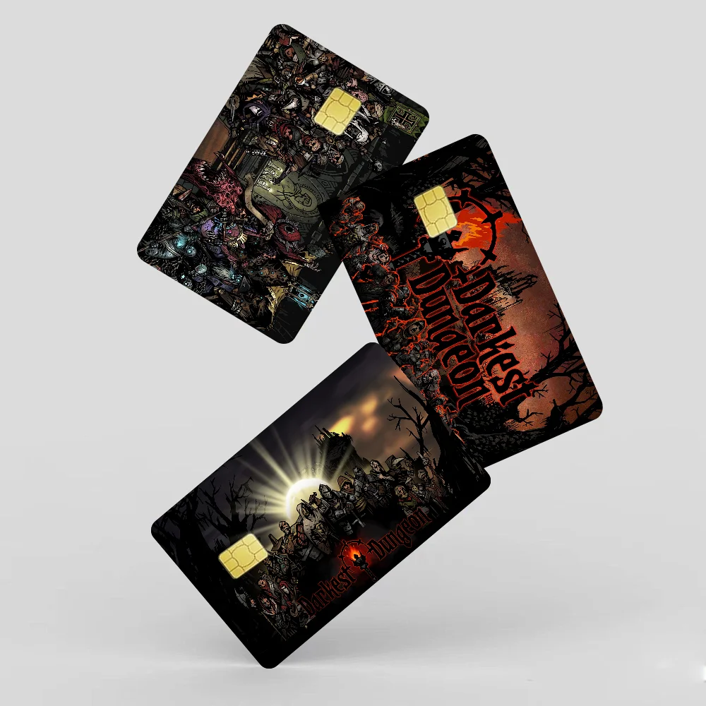 ملصقات جلدية لبطاقة الائتمان الكرتونية Darkest Dungeon لبطاقة البنك والحافلة المتروية ملصق مقاوم للماء هدية للنساء