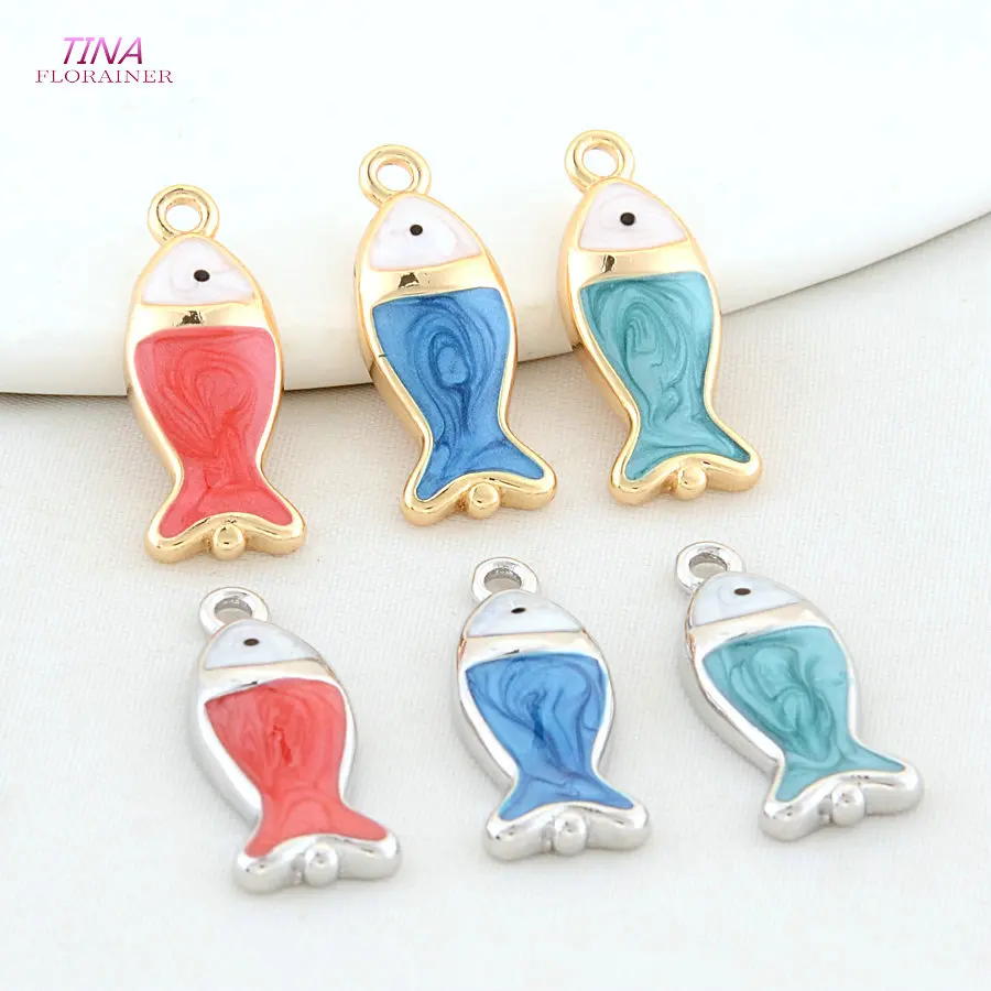 6PCS 8*21MM 18K Gold Color Brass Fish Charms Pendants Necklace Earrings Jewelry Making Accessories
