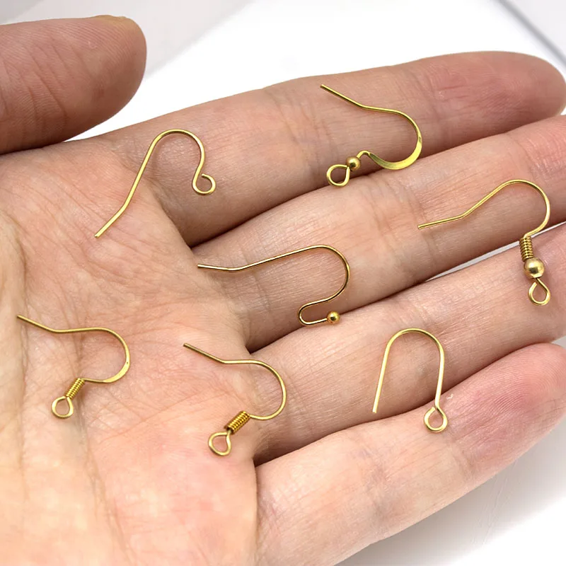 50Pcs/Lot Brass Unplated Earrings Hooks Earrings Clasps Findings Hypoallerge Ear Wires For DIY Jewelry Making Supplies Wholesale