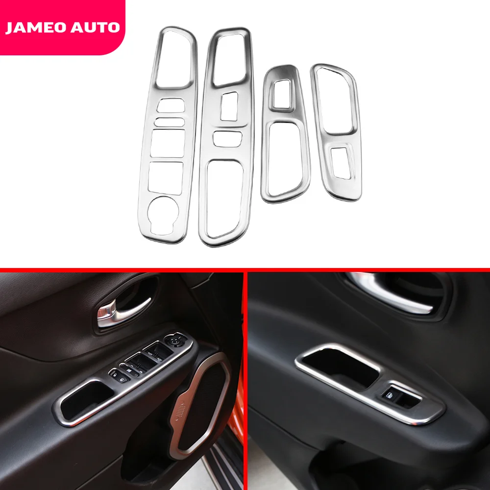 Accessories Fit for Jeep Renegade LHD 2015 - 2022 Car Door Window Switch Cover Lifter Button Trim Decoration Cover Ring Sticker