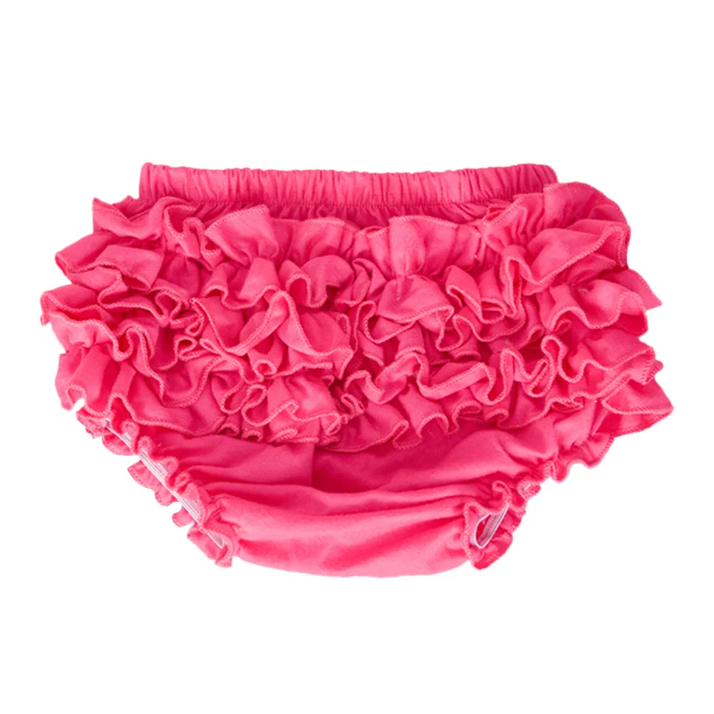 

Cotton Trim Baby Girl Bloomers Ruffle Lace Diaper Cover Moisture Absorbing Soft Pants For Tutu Dresses Rose Pink