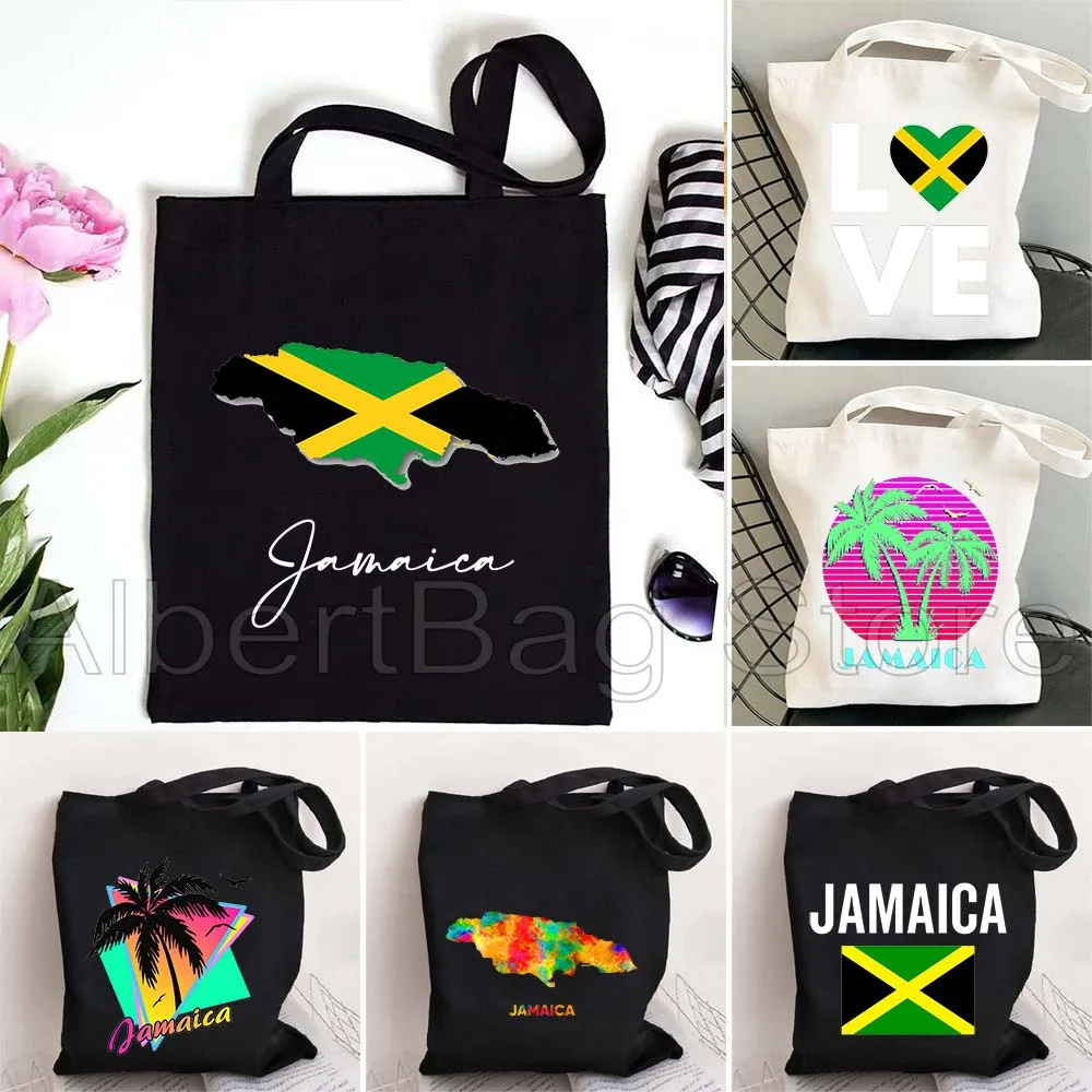 

Jamaica Country Flag Map Jamaican Girl Gifts Love Heart Cute Canvas Tote Bag Casual Handbag Women's Handbag Reusable Grocery Bag