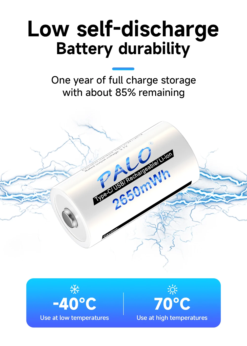 PALO 2-12PCS 2650mWh 3,7 V 16340 16350 Akku USB Lade RCR123 CR123 CR123A Li-Ion Batterien für LED Taschenlampe – Detail 6