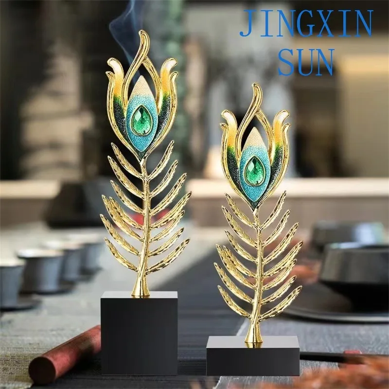 Home Decoration Modern Luxury Living Room Decoration Feather Gems Statue Crafts Office