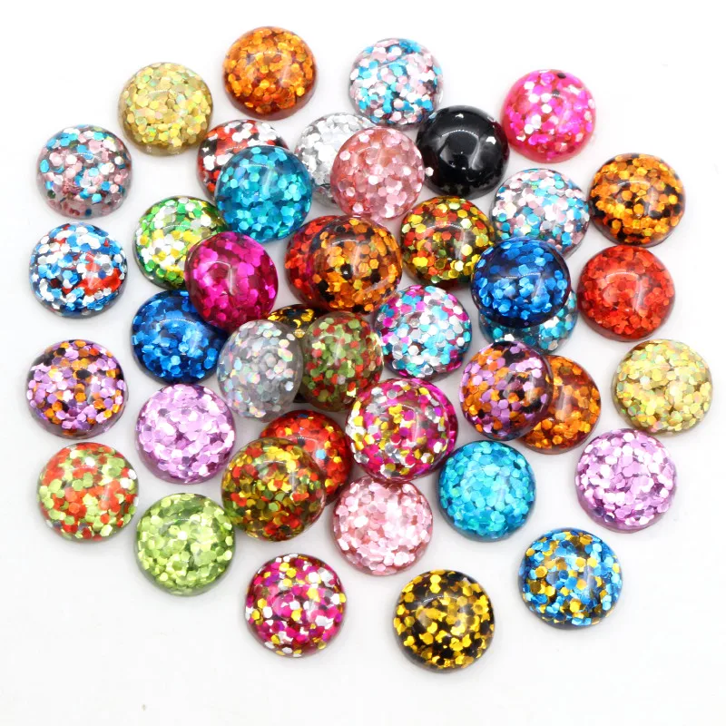 New Fashion 40pcs 8mm 10mm 12mm Mix Colors Flat back Resin Cabochons Cameo