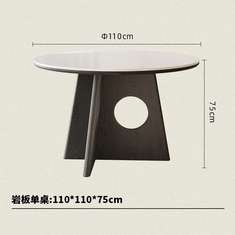 Y1 French round table solid wood dining table household round  ash wood dining table and chairs small apartment