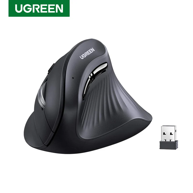 UGREEN MU008 Vertical Wireless Bluetooth Mouse Ergonomic 5 Buttons 1000/1600/2000/4000 DPI 2.4G Mouse for Laptop PC Computer