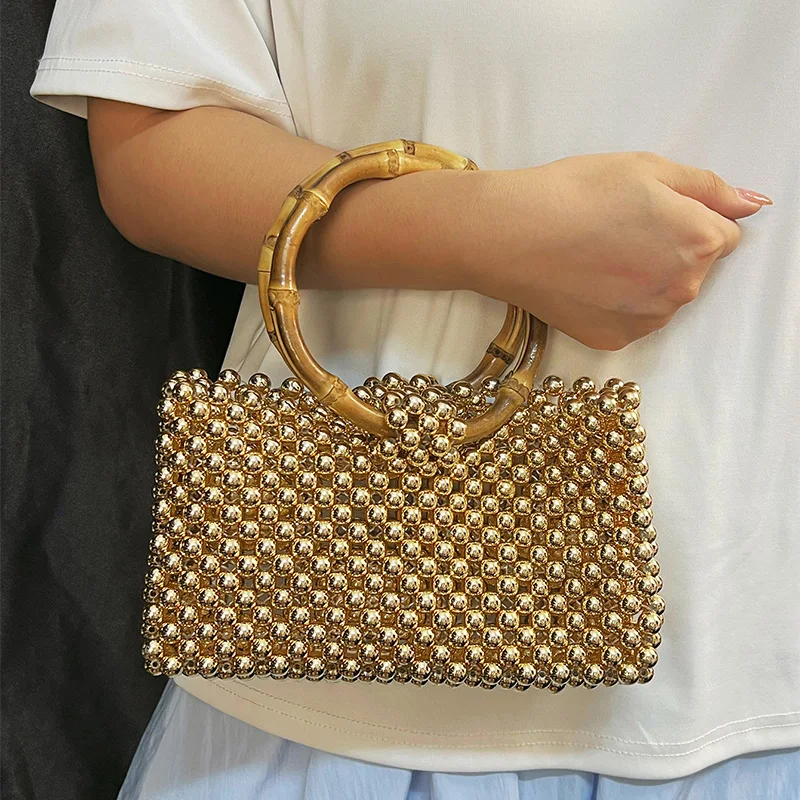 

Женская акриловая сумка ручной работы из бисера, новинка 2023 года, летняя блестящая сумка нишевого дизайна