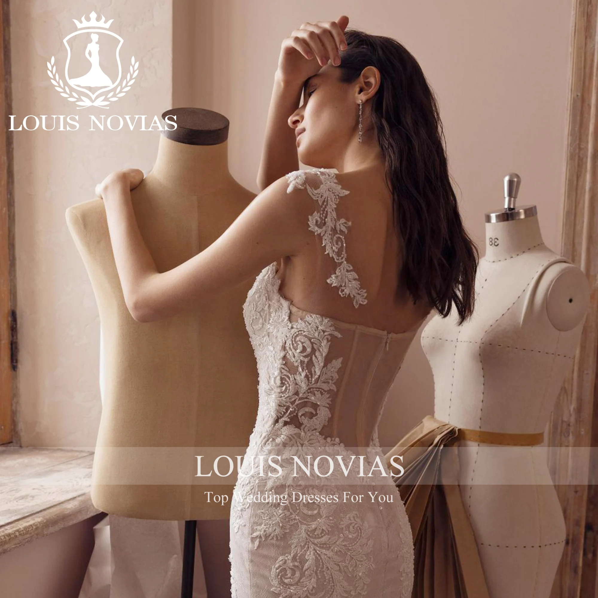 LOUIS NOVIAS ชุดเดรสเมอร์เมดสําหรับผู้หญิงเซ็กซี่สปาเก็ตตี้ Sweetheart Appliques หรูหราชุดแต่งงาน Vestidos De Novia