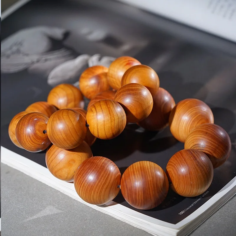 

Aged Black Oil Thuja Wood Large Beaded Bracelet for Men Mala Prayer Beads Car Gear Hanging Wristlet Gifts