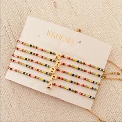 KKBEAD Initial A~Z Bracelet Jewelry for Women Alphabet Jewellery Boho Style Miyuki Rainbow Bracelets New in Accessories