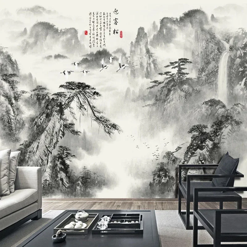 Custom 3D Wallpaper Chinese Style Artistic Ink Painting Waterfall Photo Wall Murals Living Room Bedroom Study Home Decor Fresco