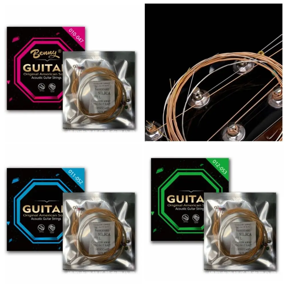 Cuerdas de guitarra 010 011 012, accesorios de guitarra, cuerdas de guitarra recubiertas de cobre fosforoso, 6 cuerdas de larga vida para músicos, 1 Juego