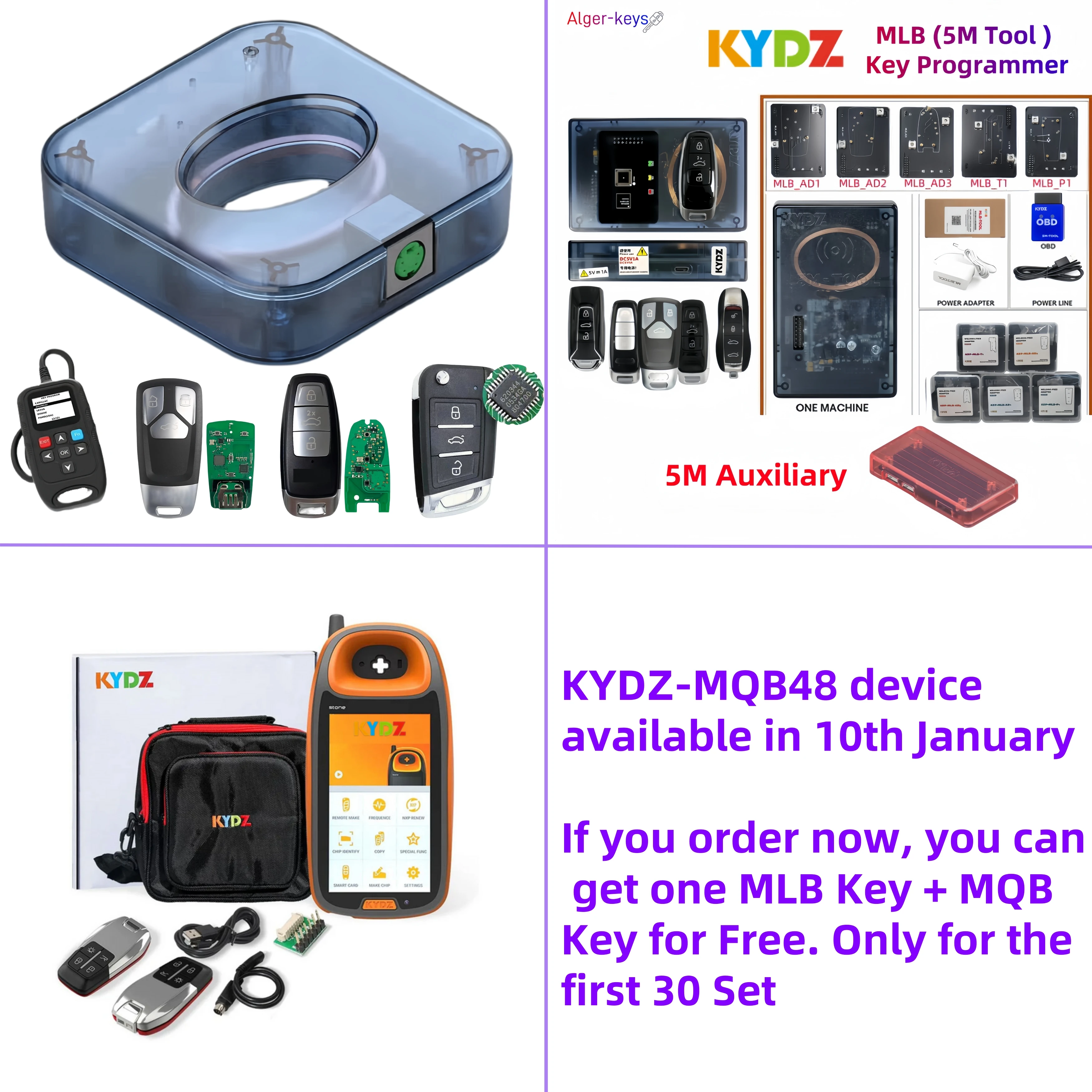 Algernon-key KYDZ MQB Tool MQB48 KYDZ 5M Programmer 5M Auxiliary KYDZ Stone For MLB MQB Smart Key Calculate Keyless Key Lost