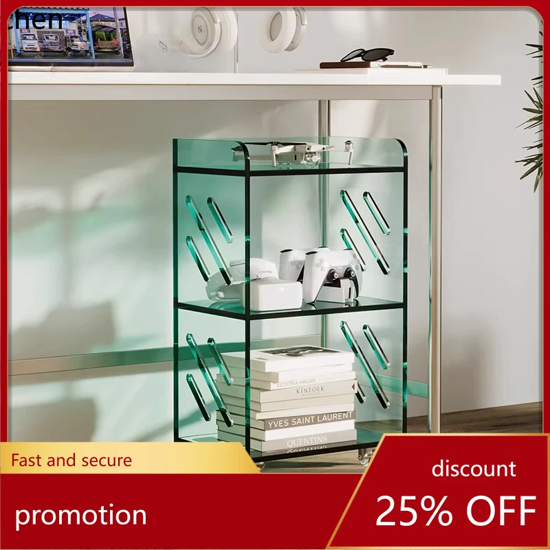 ZML bookshelf acrylic shelf floor with wheel storage storage dining side cabinet living room study decoration