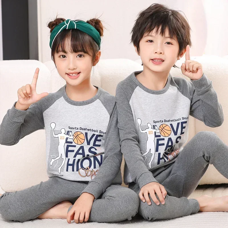 Kids Pajamas for Boys 2 3 4 6 8 9 10 12Years Cotton Sleepwear Set Cat Pijamas Winter Long Sleeve Children Pyjamas Sleep Clothing