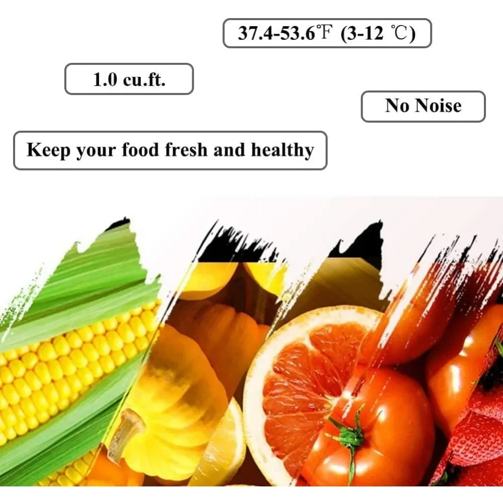 مع قفل ثلاجة مدمجة لغرفة النوم والمكتب بدون ضوضاء، 12 فولت/110 فولت، 1.0 قدم مكعب، أسود