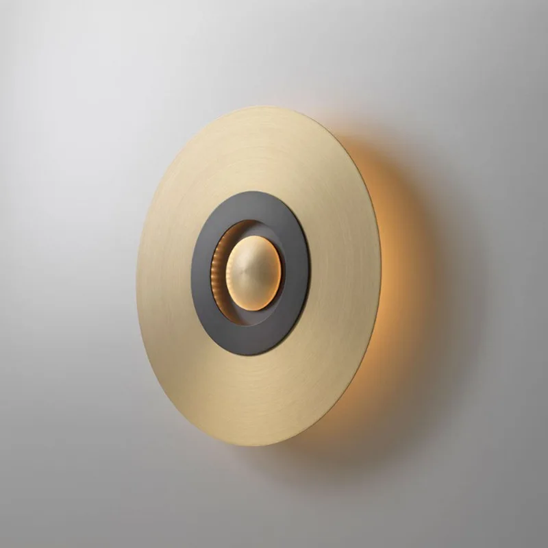 Indoor modern simple golden villa living room wall lamp bedroom bedside round wall lamp