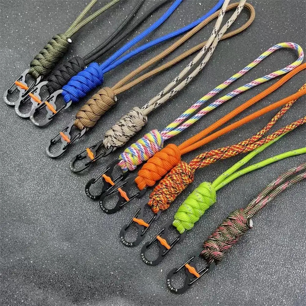 

Paracord Keychian With Metal Clips High Strength Anti-theft Outdoor Handwoven Lanyards Buckle Key Ring