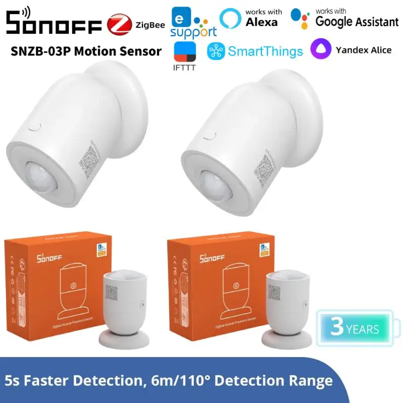 SONOFF SNZB-03P Zigbee Motion Sensor Home Security Local Smart Scene Linkage Via EWeLink Alexa Google Home Assistant Alice IFTTT