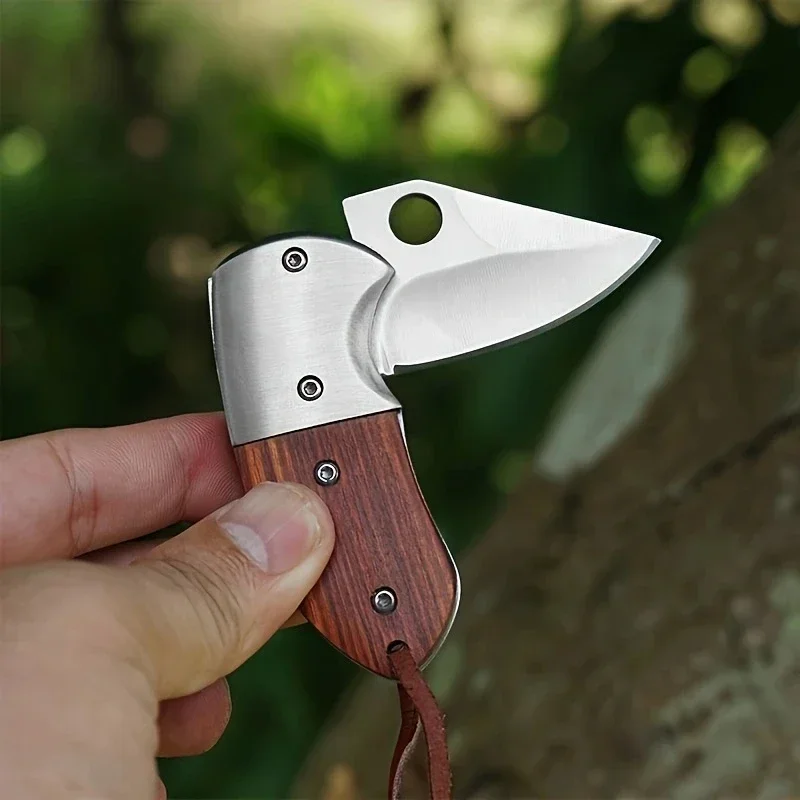 2024 NEW MINI Portable Tool Multifunction Keychain Knife Survival Wooden Handle Knife