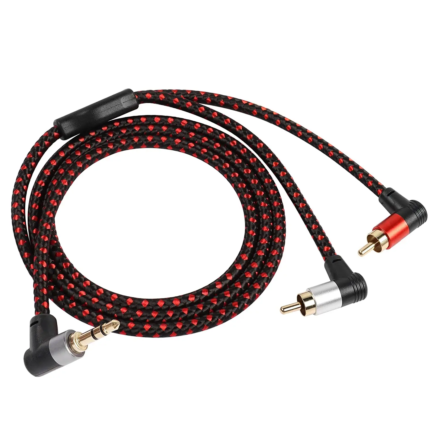 Adaptador de ángulo recto de 90 grados para teléfono, Cable TRS a RCA Dual de 1/8 pulgadas, 2RCA a 3,5mm, macho-Macho, estéreo Y divisor para