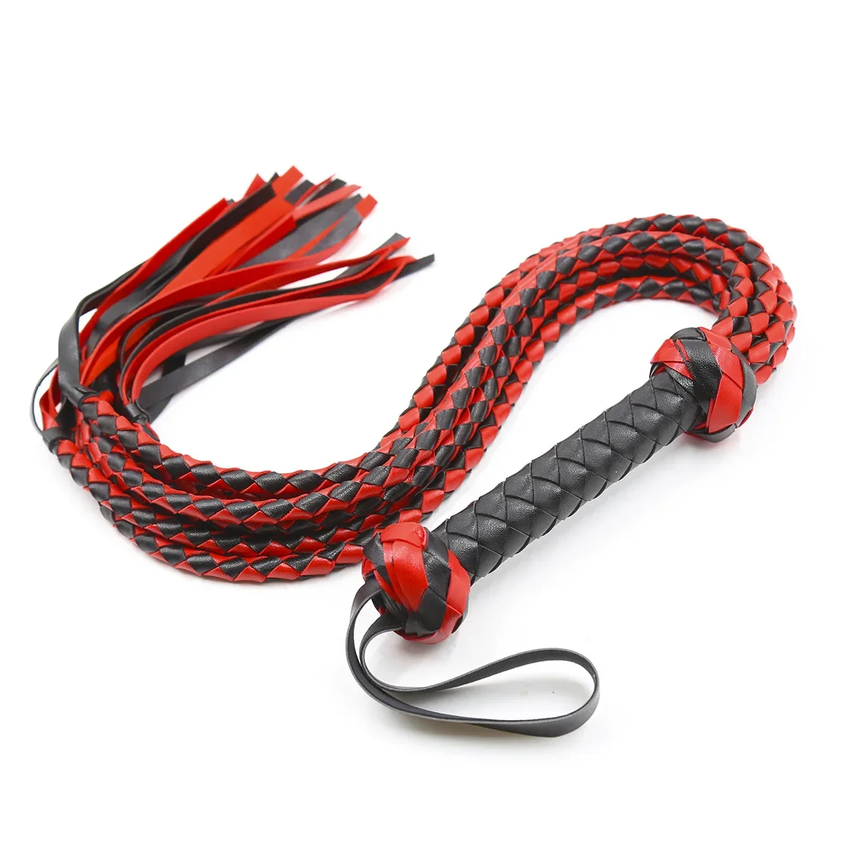 

Black&Red Braided Handle Tails Handle Leather Flogger Handmade Horse Whip Horse Racing Flogger New